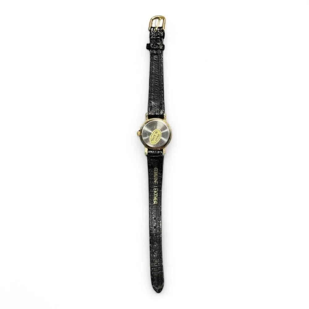 Vintage Dynasty Gold & Black Quartz Watch – Genuine Leather Strap